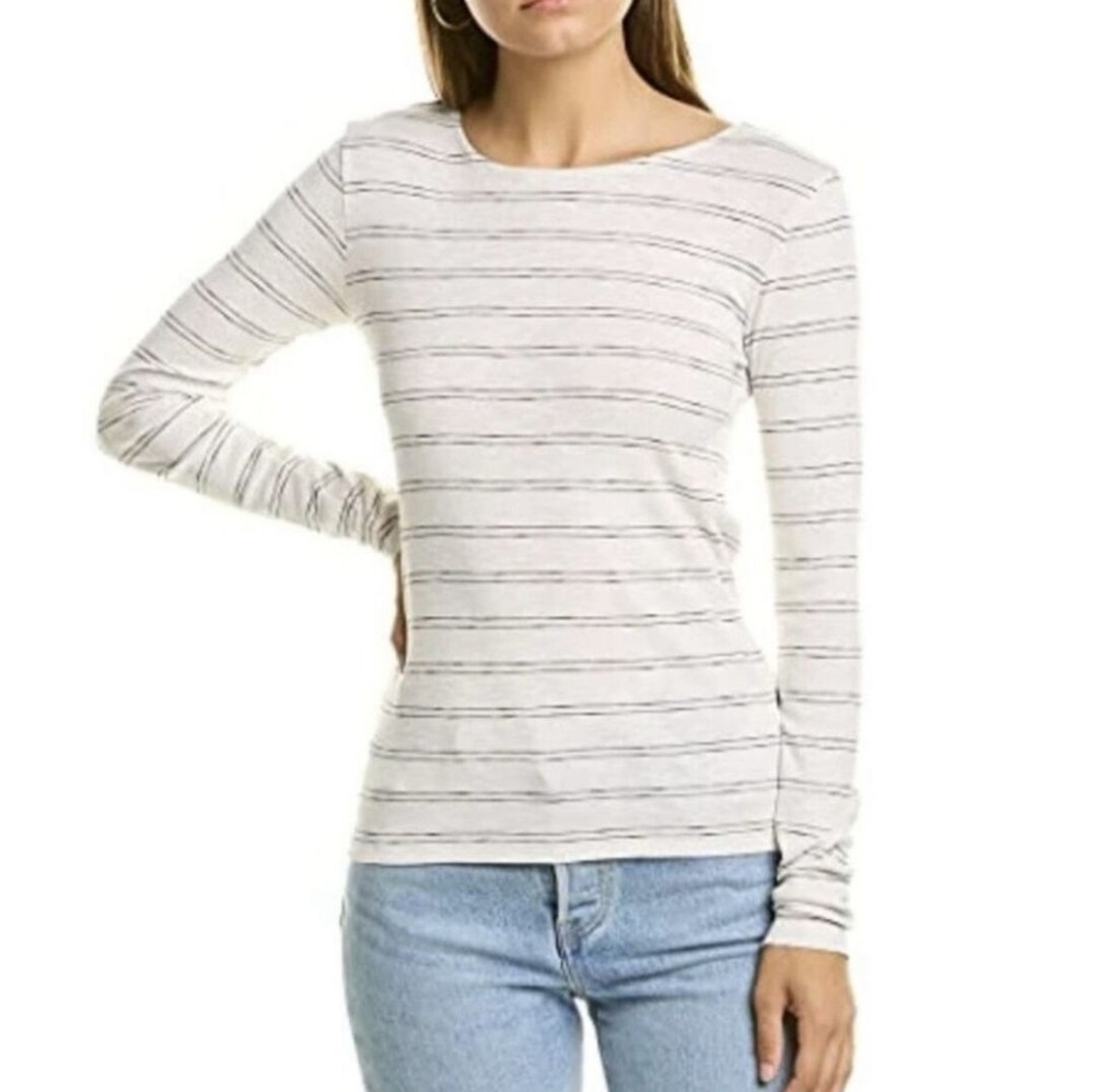 Vince Long Sleeve Stripe Cotton Modal Top Size Large